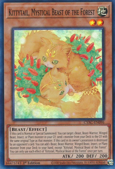 Kittytail, Mystical Beast of the Forest [CYAC-EN096] Super Rare | Exor Games New Glasgow