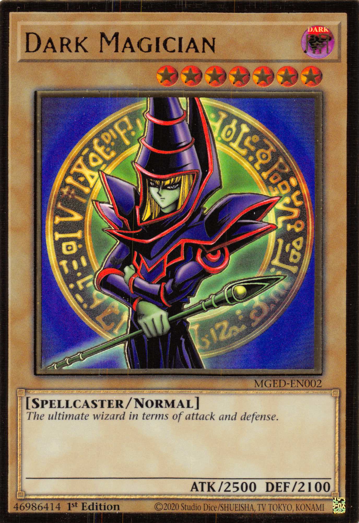 Dark Magician (Alternate Art) [MGED-EN002] Gold Rare | Exor Games New Glasgow