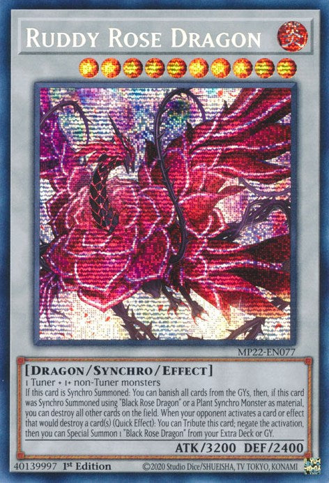 Ruddy Rose Dragon [MP22-EN077] Prismatic Secret Rare | Exor Games New Glasgow