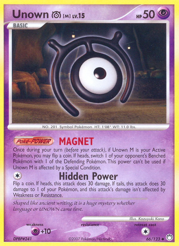 Unown M (66/123) [Diamond & Pearl: Mysterious Treasures] | Exor Games New Glasgow