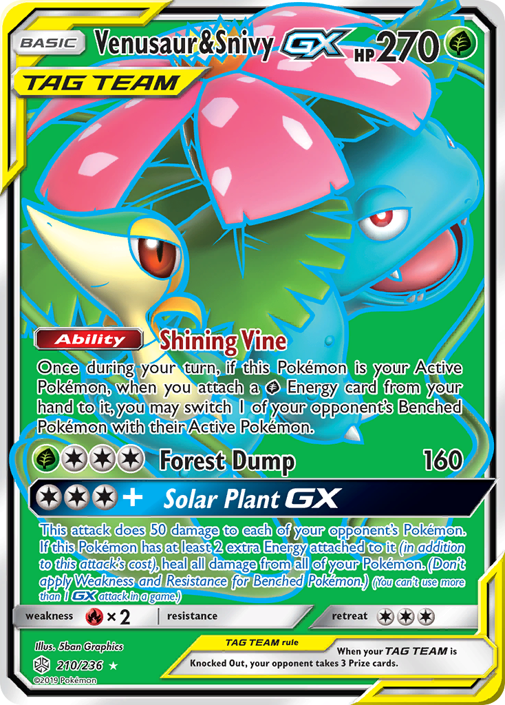 Venusaur & Snivy GX (210/236) [Sun & Moon: Cosmic Eclipse] | Exor Games New Glasgow