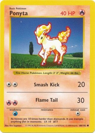 Ponyta (60/102) [Base Set Shadowless Unlimited] | Exor Games New Glasgow