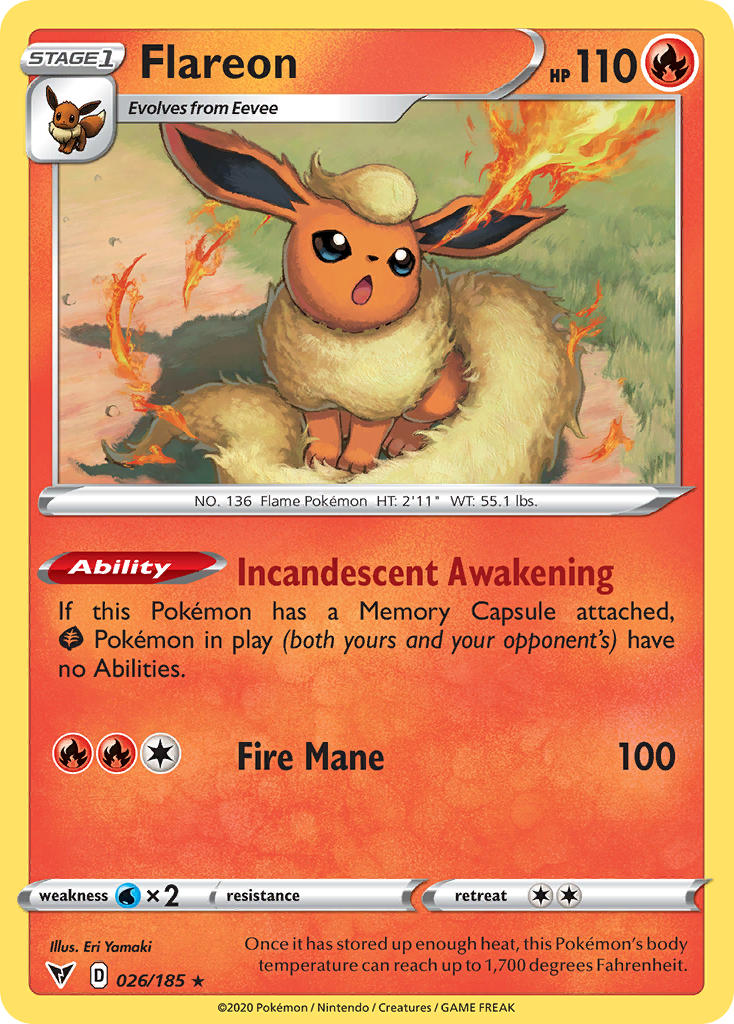 Flareon (026/185) [Sword & Shield: Vivid Voltage] | Exor Games New Glasgow