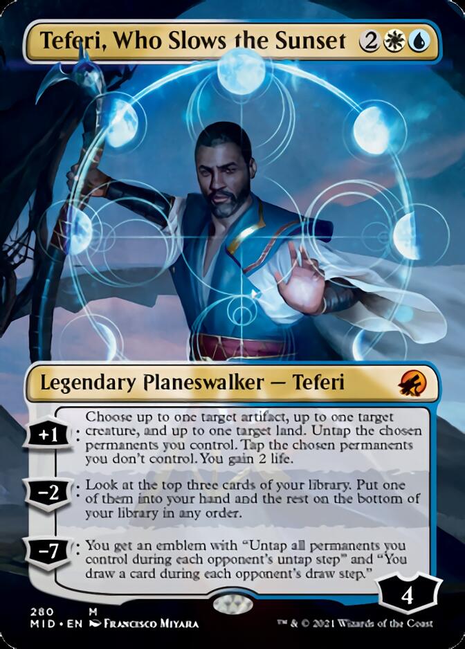 Teferi, Who Slows the Sunset (Borderless) [Innistrad: Midnight Hunt] | Exor Games New Glasgow