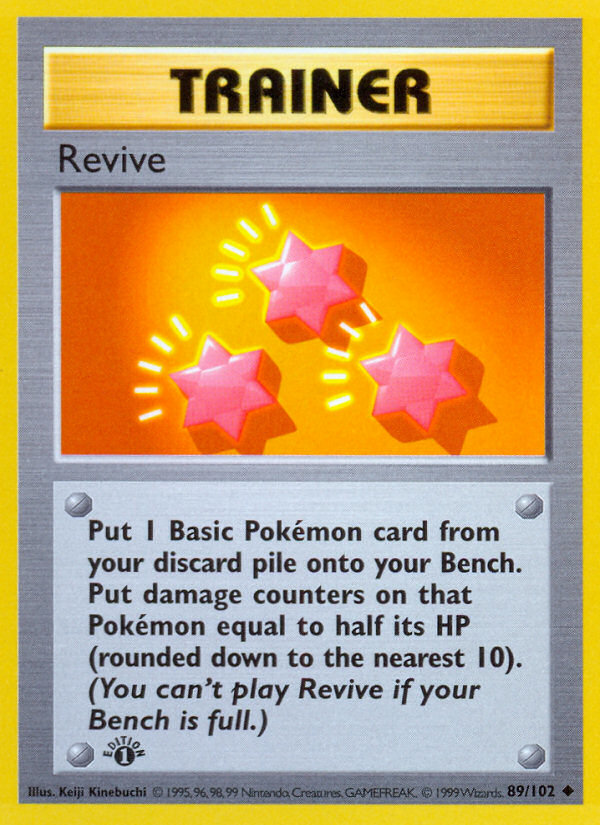 Revive (89/102) (Shadowless) [Base Set 1st Edition] | Exor Games New Glasgow