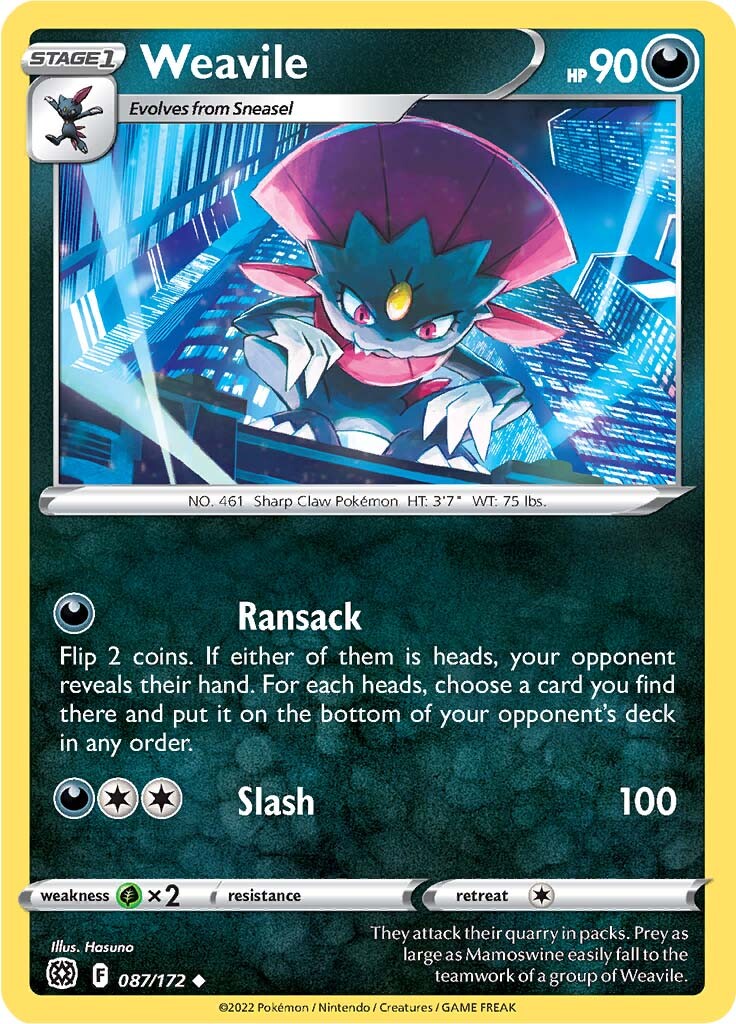 Weavile (087/172) [Sword & Shield: Brilliant Stars] | Exor Games New Glasgow