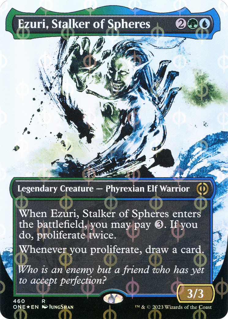 Ezuri, Stalker of Spheres (Borderless Ichor Step-and-Compleat Foil) [Phyrexia: All Will Be One] | Exor Games New Glasgow