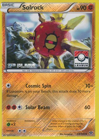 Solrock (64/146) (2nd Place League Challenge Promo) [XY: Base Set] | Exor Games New Glasgow