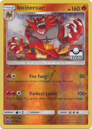 Incineroar (26/149) (League Promo) [Sun & Moon: Base Set] | Exor Games New Glasgow