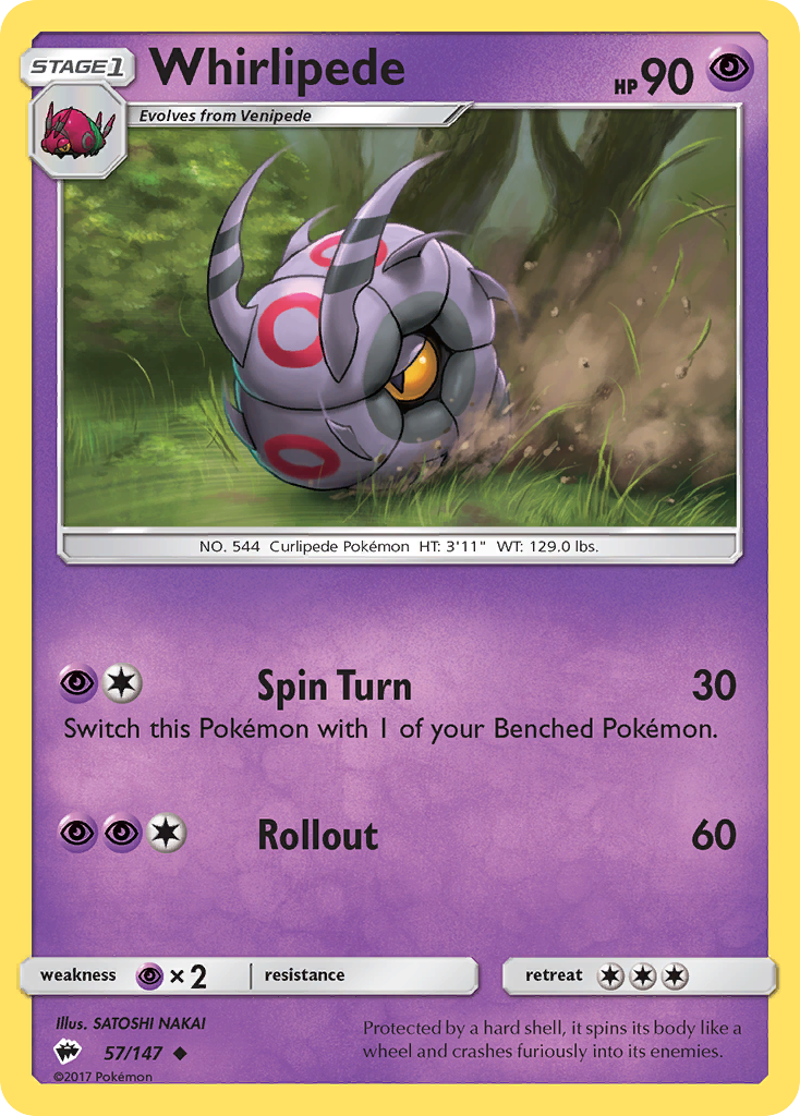 Whirlipede (57/147) [Sun & Moon: Burning Shadows] | Exor Games New Glasgow