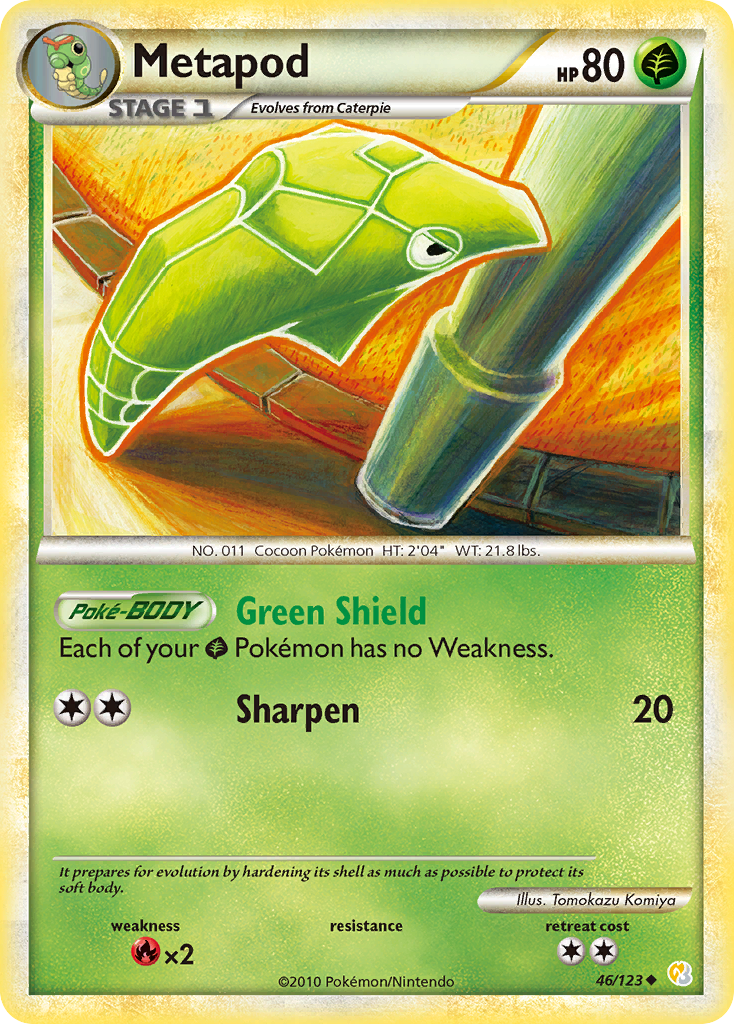 Metapod (46/123) [HeartGold & SoulSilver: Base Set] | Exor Games New Glasgow