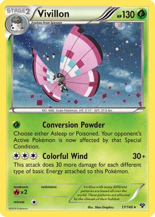 Vivillon (17/146) (Meadow Form/Pink Wings) (Cosmos Holo) [XY: Base Set] | Exor Games New Glasgow