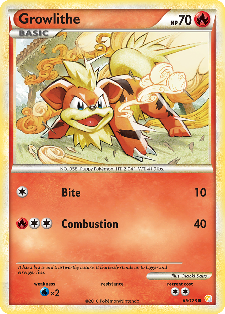 Growlithe (65/123) [HeartGold & SoulSilver: Base Set] | Exor Games New Glasgow