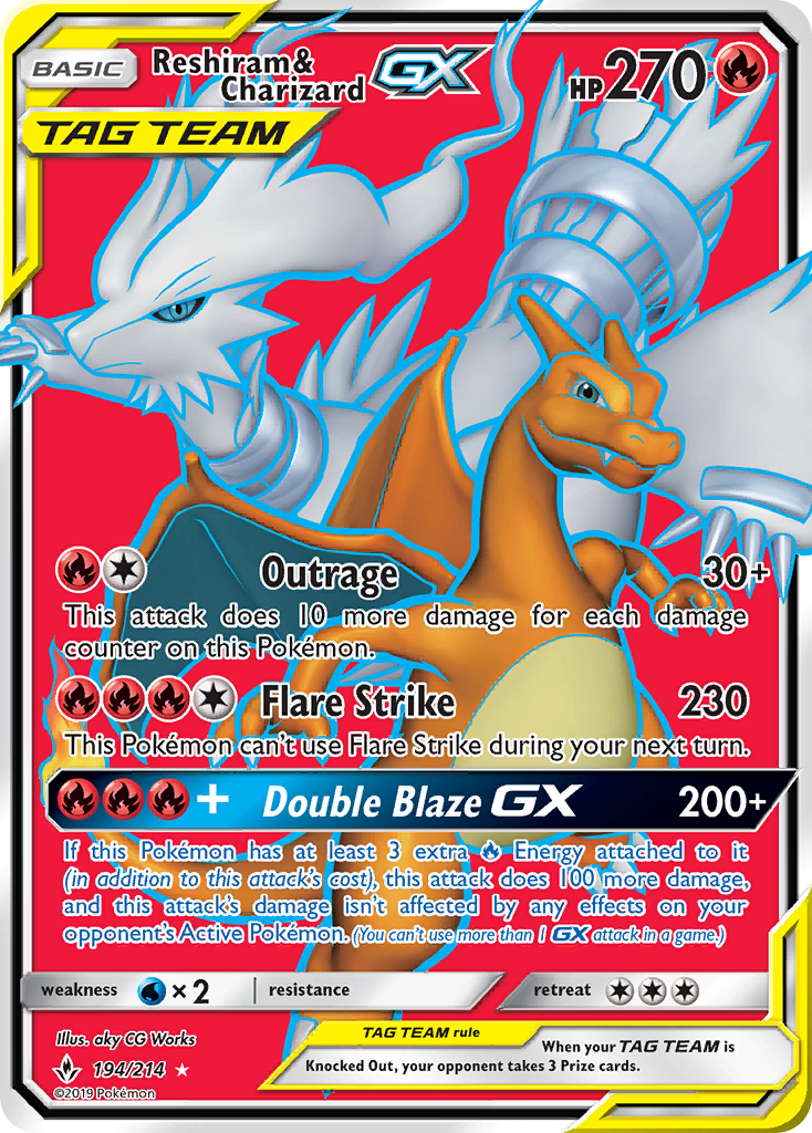 Reshiram & Charizard GX (194/214) [Sun & Moon: Unbroken Bonds] | Exor Games New Glasgow