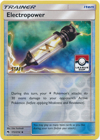 Electropower (172/214) (League Promo Staff) [Sun & Moon: Lost Thunder] | Exor Games New Glasgow