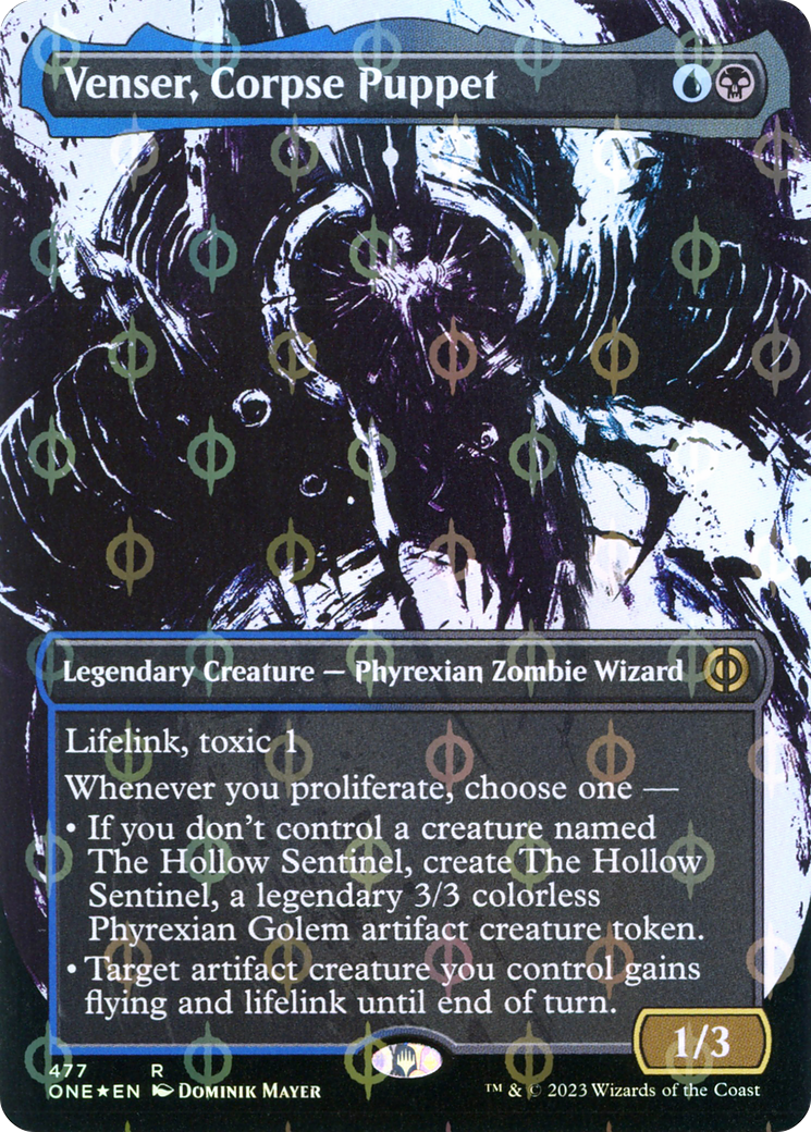 Venser, Corpse Puppet (Borderless Ichor Step-and-Compleat Foil) [Phyrexia: All Will Be One] | Exor Games New Glasgow