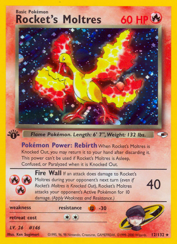 Rocket's Moltres (12/132) [Gym Heroes 1st Edition] | Exor Games New Glasgow