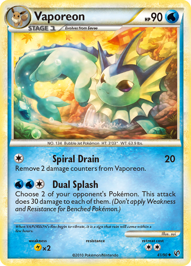 Vaporeon (41/90) [HeartGold & SoulSilver: Undaunted] | Exor Games New Glasgow