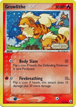 Growlithe (55/92) (Stamped) [EX: Legend Maker] | Exor Games New Glasgow