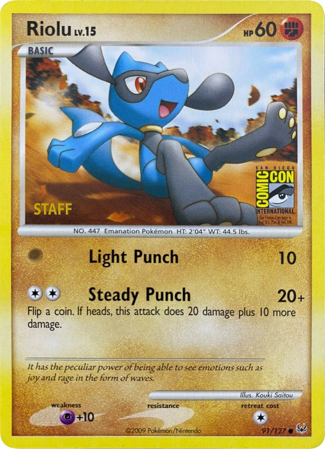 Riolu (91/127) (SDCC 2009) (Staff) [Platinum: Base Set] | Exor Games New Glasgow