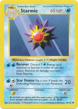 Starmie (64/102) [Base Set Shadowless Unlimited] | Exor Games New Glasgow