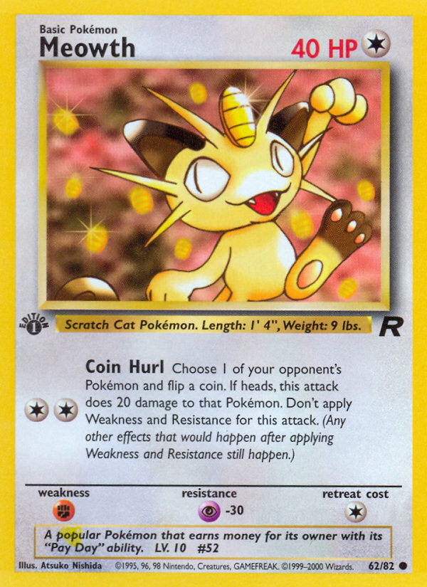 Meowth (62/82) [Team Rocket 1st Edition] | Exor Games New Glasgow