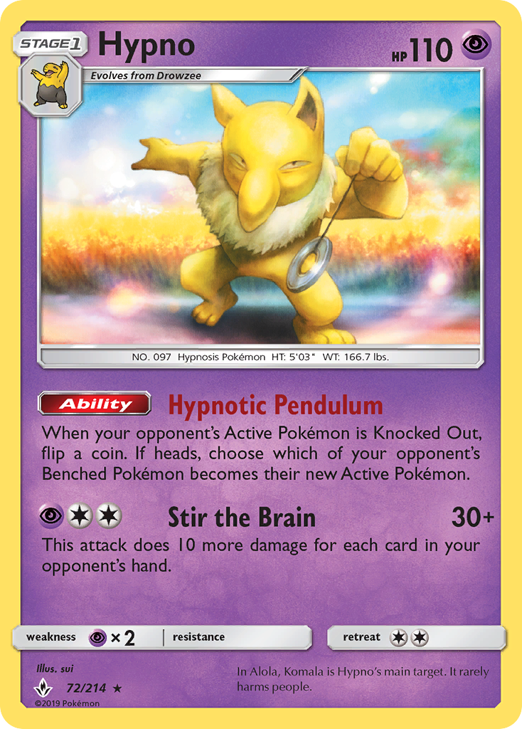 Hypno (72/214) [Sun & Moon: Unbroken Bonds] | Exor Games New Glasgow