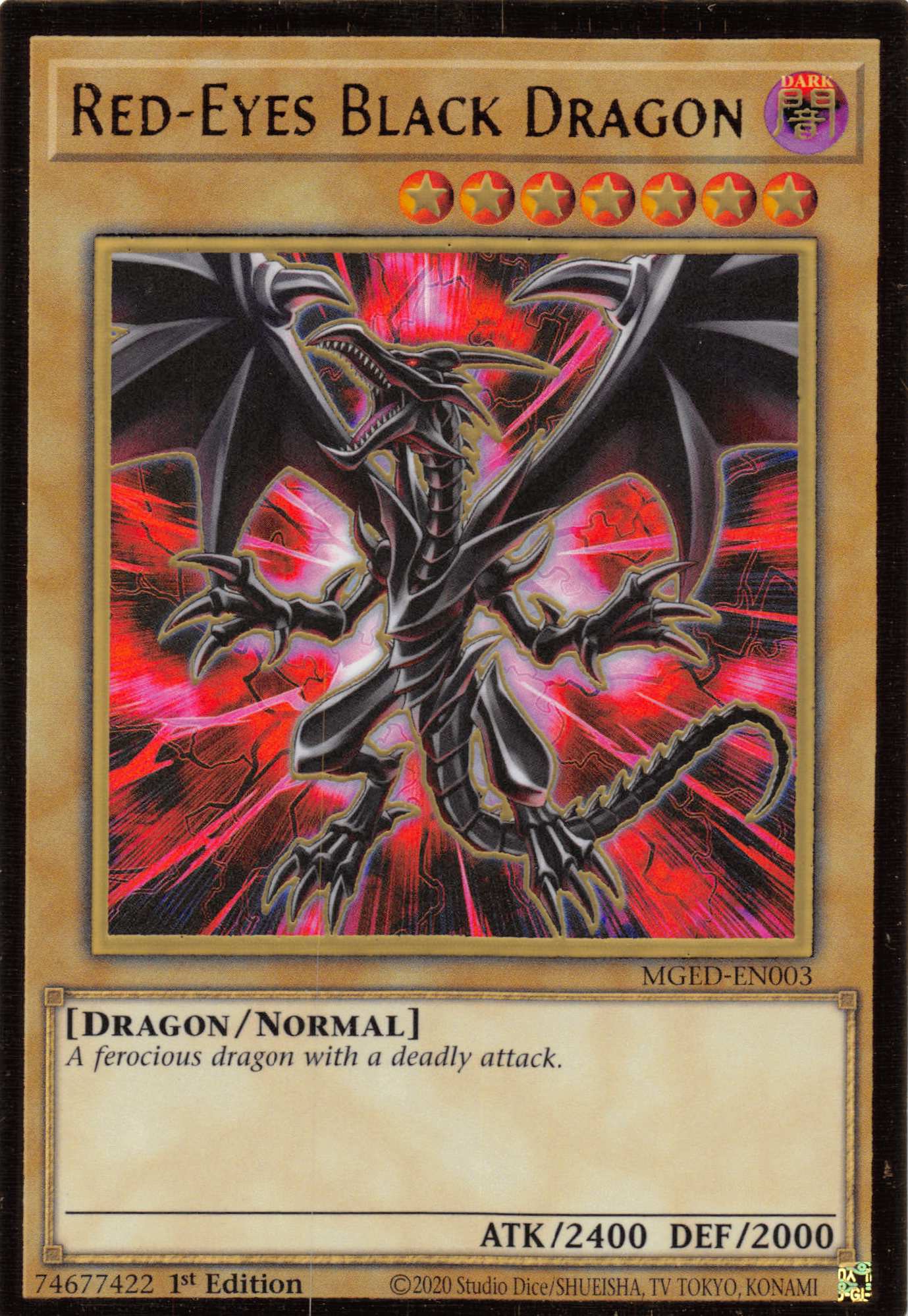 Red-Eyes Black Dragon (Alternate Art) [MGED-EN003] Gold Rare | Exor Games New Glasgow