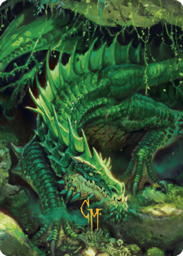 Lurking Green Dragon Art Card (Gold-Stamped Signature) [Commander Legends: Battle for Baldur's Gate Art Series] | Exor Games New Glasgow