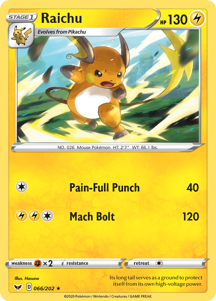 Raichu (066/202) [Sword & Shield: Base Set] | Exor Games New Glasgow