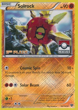 Solrock (64/146) (3rd Place League Challenge Promo) [XY: Base Set] | Exor Games New Glasgow