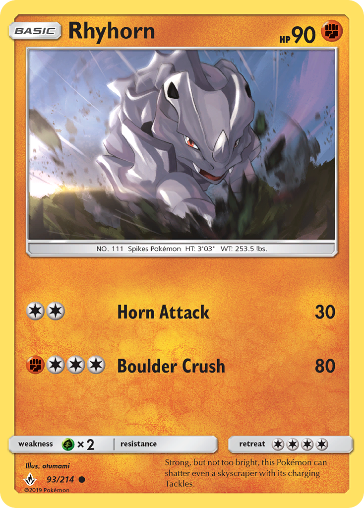 Rhyhorn (93/214) [Sun & Moon: Unbroken Bonds] | Exor Games New Glasgow