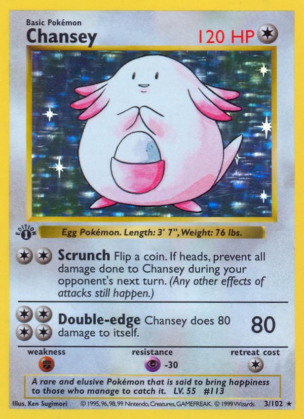 Chansey (3/102) (Shadowless) [Base Set 1st Edition] | Exor Games New Glasgow