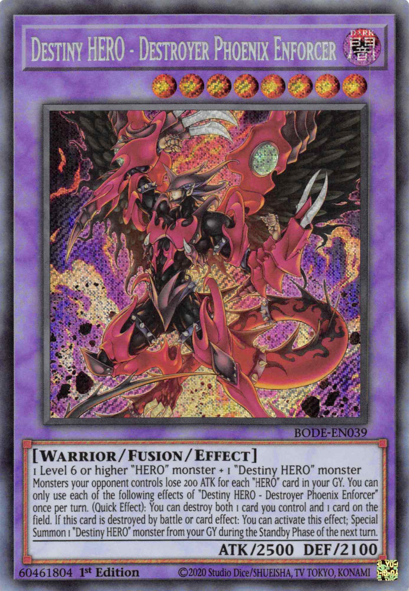 Destiny HERO - Destroyer Phoenix Enforcer [BODE-EN039] Secret Rare | Exor Games New Glasgow