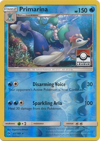 Primarina (41/149) (League Promo) [Sun & Moon: Base Set] | Exor Games New Glasgow