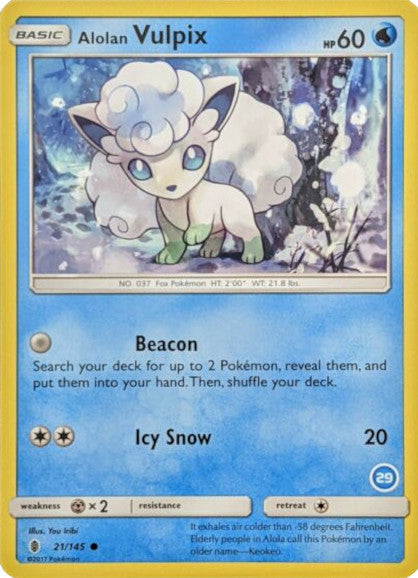 Alolan Vulpix (21/145) (Deck Exclusive #29) [Sun & Moon: Trainer Kit - Alolan Ninetales] | Exor Games New Glasgow