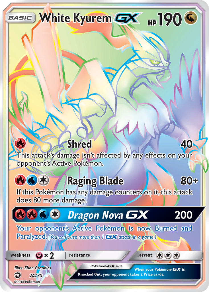 White Kyurem GX (74/70) [Sun & Moon: Dragon Majesty] | Exor Games New Glasgow