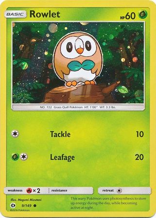 Rowlet (9/149) (Cosmos Holo) [Sun & Moon: Base Set] | Exor Games New Glasgow