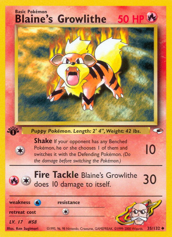 Blaine's Growlithe (35/132) [Gym Heroes 1st Edition] | Exor Games New Glasgow