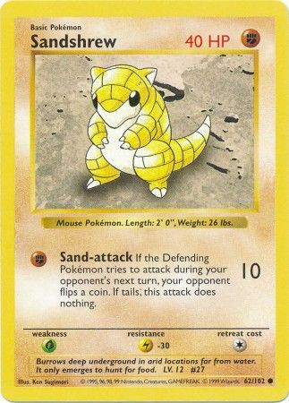 Sandshrew (62/102) [Base Set Shadowless Unlimited] | Exor Games New Glasgow