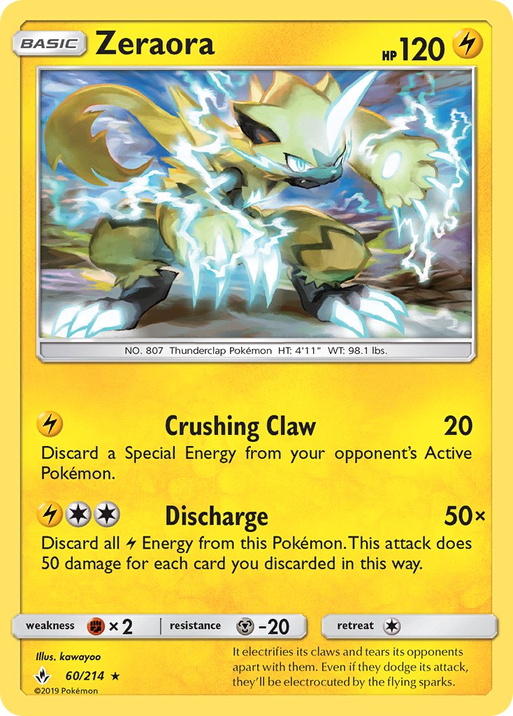 Zeraora (60/214) (Cracked Ice Holo) (Theme Deck Exclusive) [Sun & Moon: Unbroken Bonds] | Exor Games New Glasgow