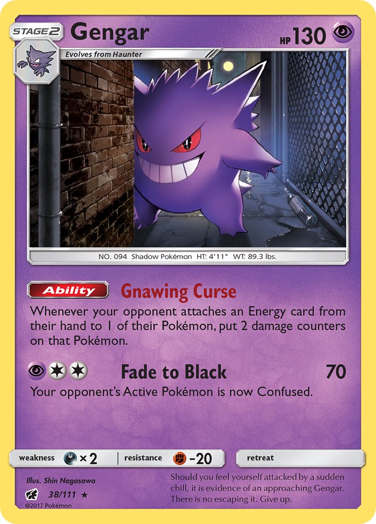 Gengar (38/111) (Prerelease Kit Exclusive) (Theme Deck Exclusive) [Sun & Moon: Crimson Invasion] | Exor Games New Glasgow