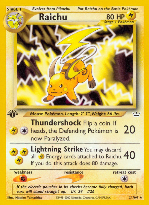 Raichu (21/64) [Neo Revelation 1st Edition] | Exor Games New Glasgow