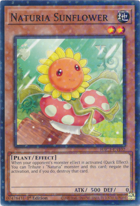 Naturia Sunflower (Duel Terminal) [HAC1-EN102] Parallel Rare | Exor Games New Glasgow