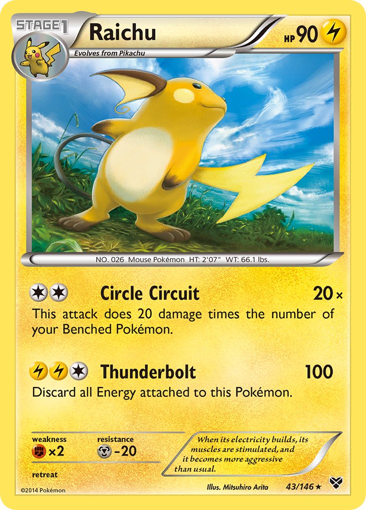 Raichu (43/146) (Battle Arena Deck Exclusive) (Theme Deck Exclusive) [XY: Base Set] | Exor Games New Glasgow