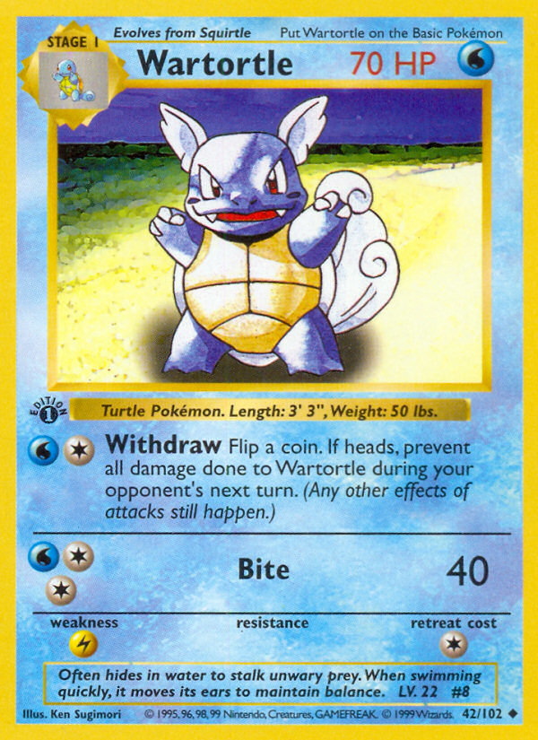 Wartortle (42/102) (Shadowless) [Base Set 1st Edition] | Exor Games New Glasgow