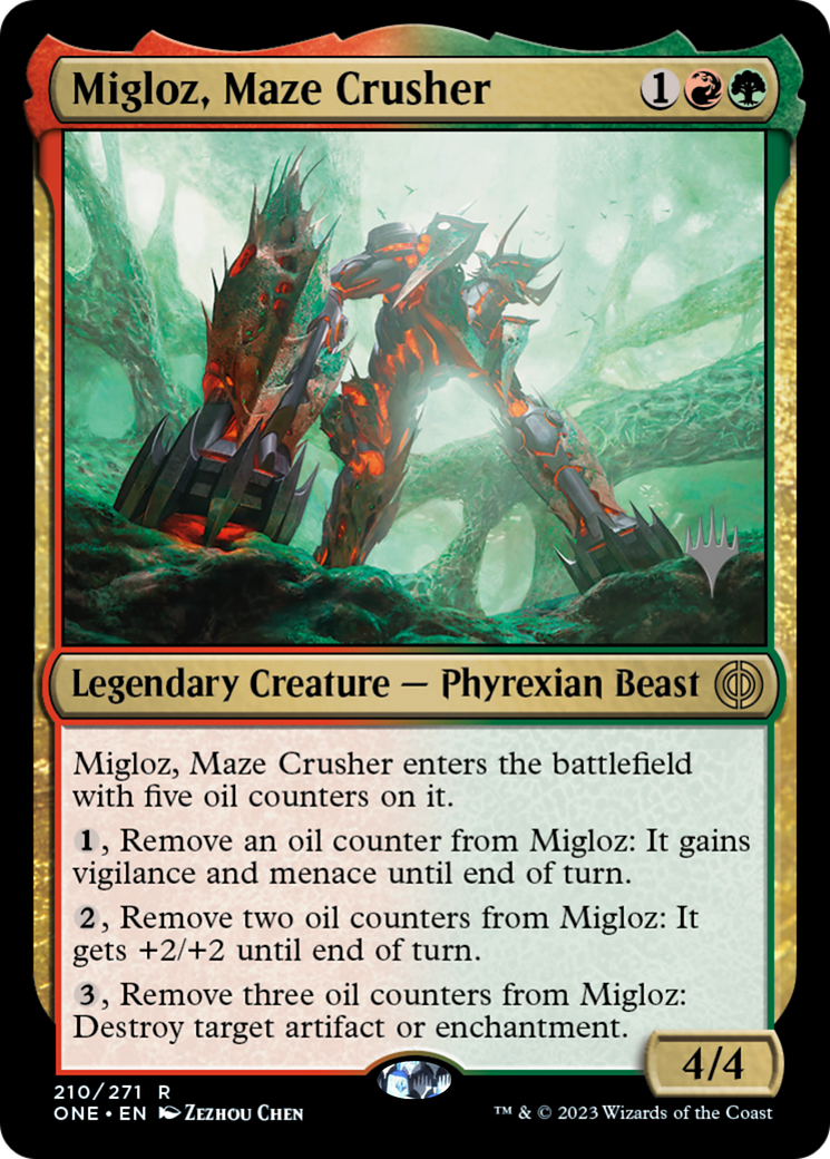 Migloz, Maze Crusher (Promo Pack) [Phyrexia: All Will Be One Promos] | Exor Games New Glasgow