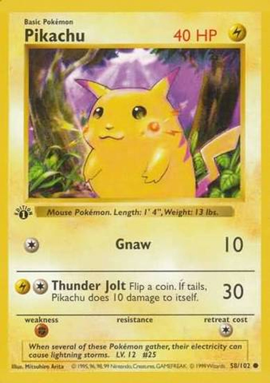 Pikachu (58/102) (Red Cheeks Misprint) [Base Set 1st Edition] | Exor Games New Glasgow