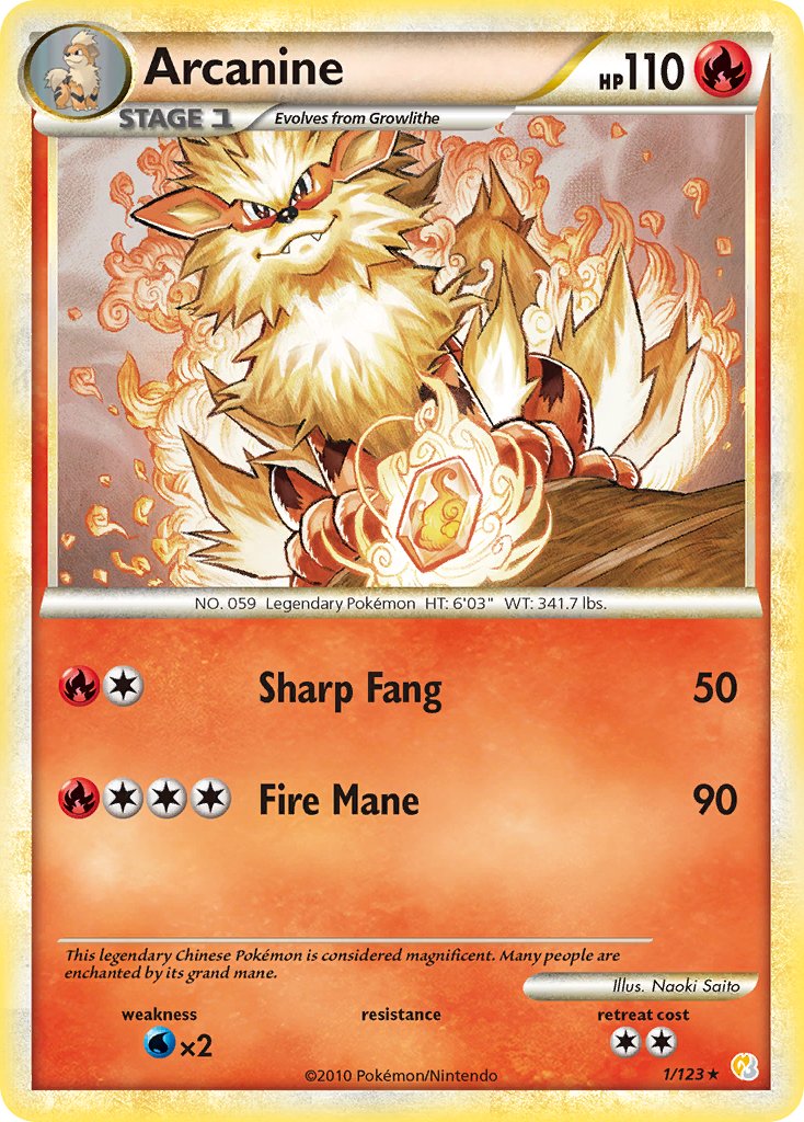 Arcanine (1/123) (Theme Deck Exclusive) [HeartGold & SoulSilver: Base Set] | Exor Games New Glasgow