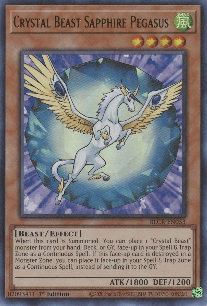 Crystal Beast Sapphire Pegasus [BLCR-EN053] Ultra Rare | Exor Games New Glasgow